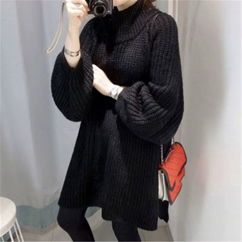 Korean Warm 2023 Autumn Winter Sweater Dress Knitted Mini O-Neck Zipper Dresses Women Sheath Bodycon Knitted Sweater Dresses