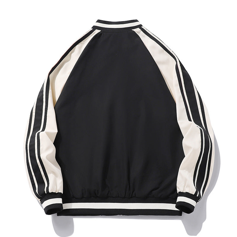 Striped Baseball Collar Jacket