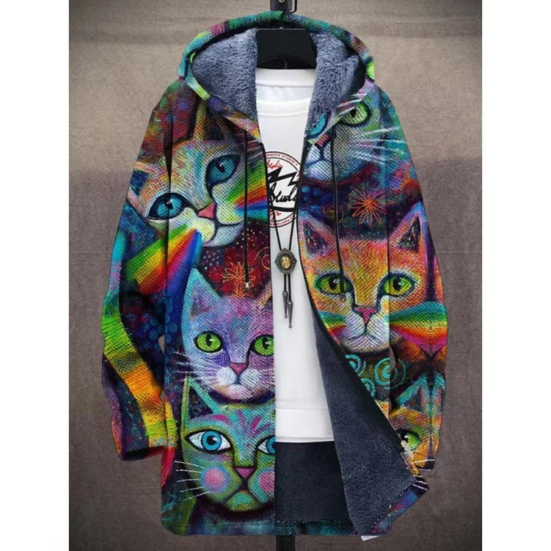 Casual Men's Zipper Hooded Cardigan Cotton-padded Jacket