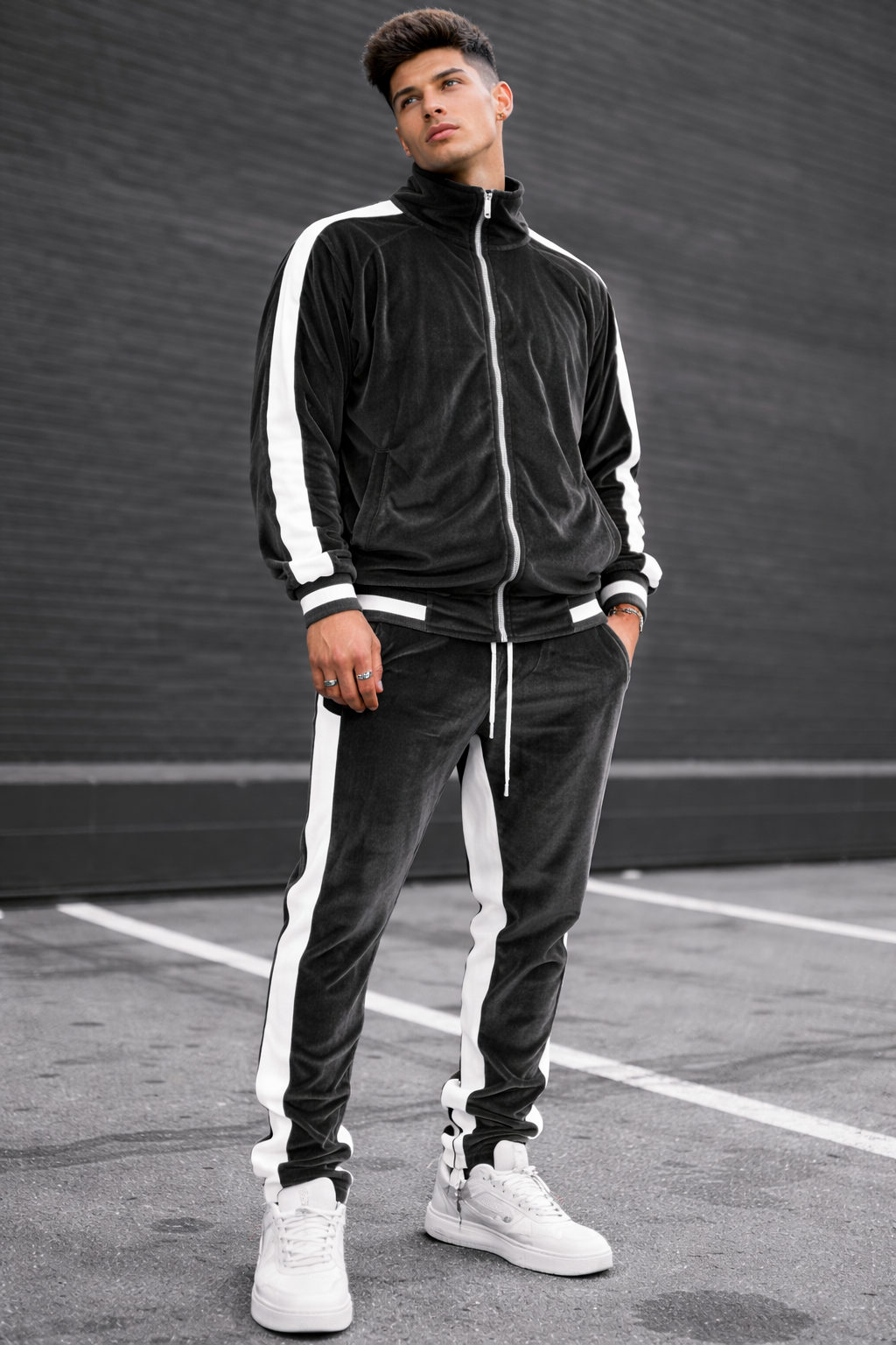 Velvet Stripe Tracksuit - 2 Piece