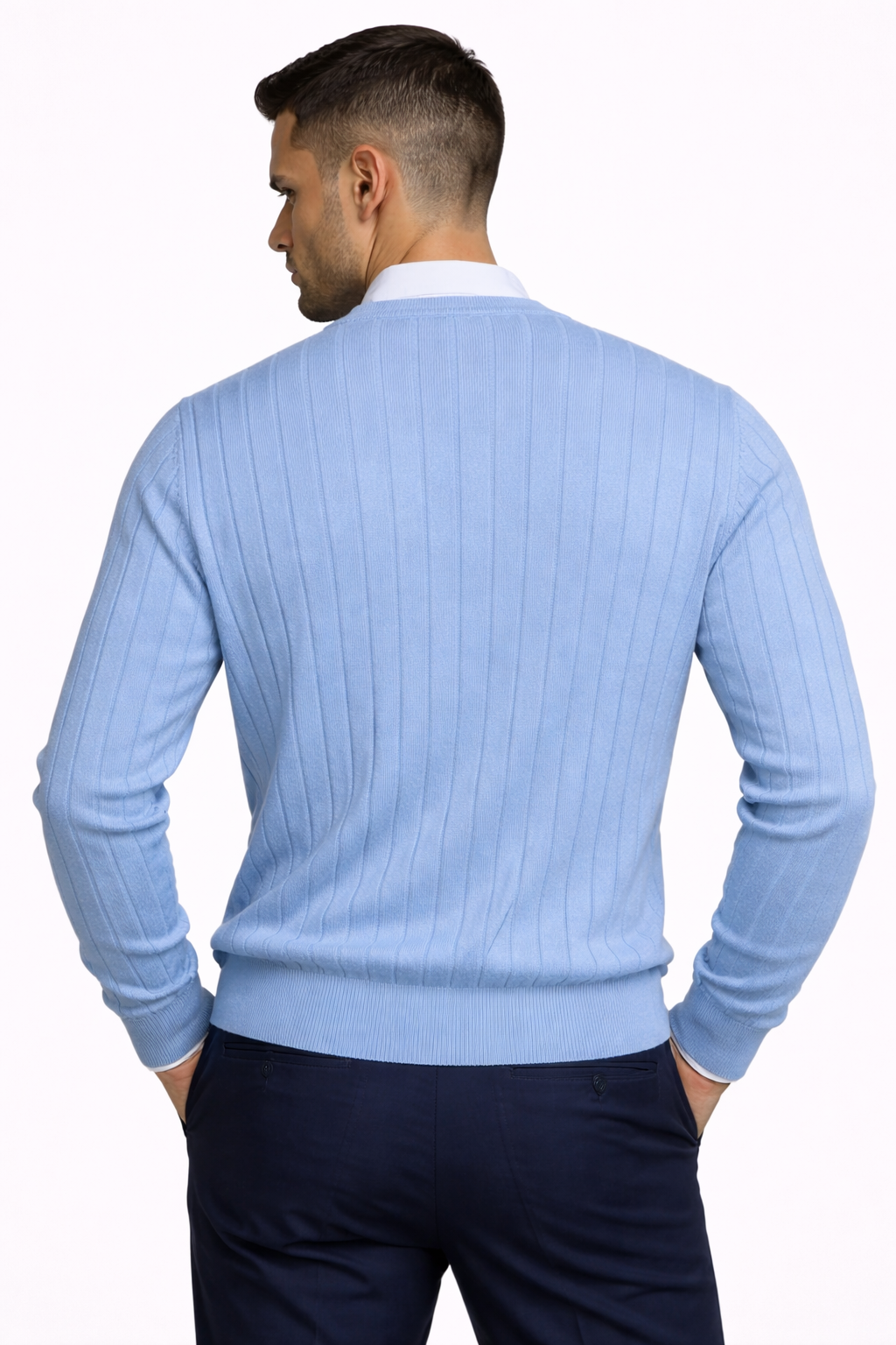 Ribbed Signature Cardigan - Sapphire Blue