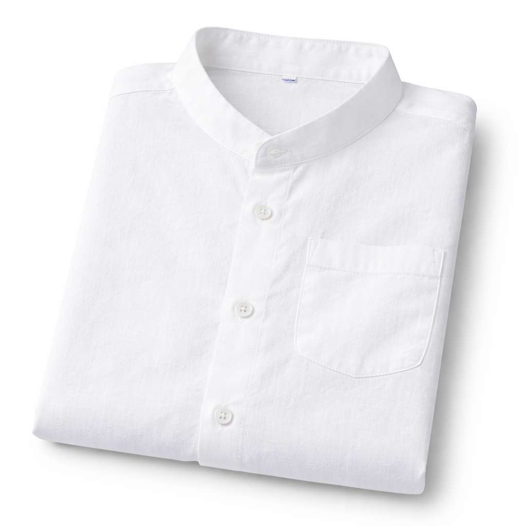 Men’s White Linen Short Sleeve Shirt – Breathable Summer Button-Up Casual Shirt