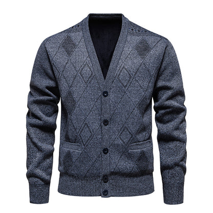 Sweater Fleece-lined Padded Cardigan Knitwear Men's Jacket Coat