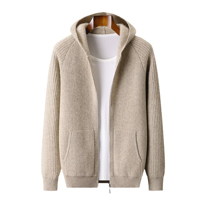 Ribbed Zip Hoodie Cardigan