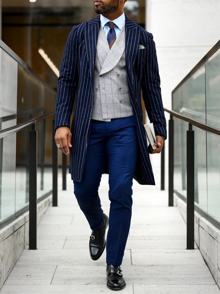 Striped Single-Breasted Overcoat
