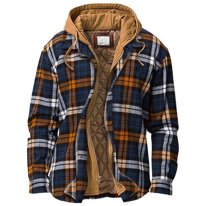ThermalShield Quilted Fleece-Lined Plaid Hooded Jacket