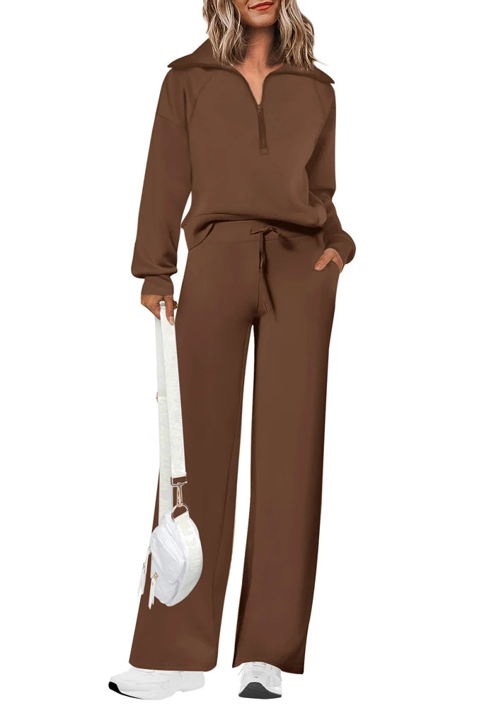 Women's 2 Piece Outfits Sweatsuit with Wide Leg Sweatpants Lounge Set