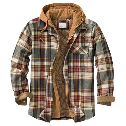 ThermalShield Quilted Fleece-Lined Plaid Hooded Jacket