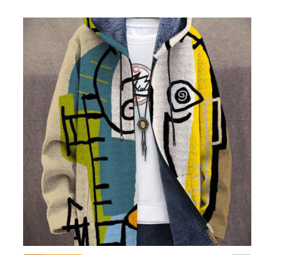 Casual Men's Zipper Hooded Cardigan Cotton-padded Jacket