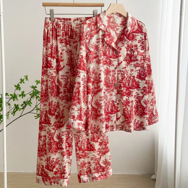 Female Long Sleeve Satin Pajama Set