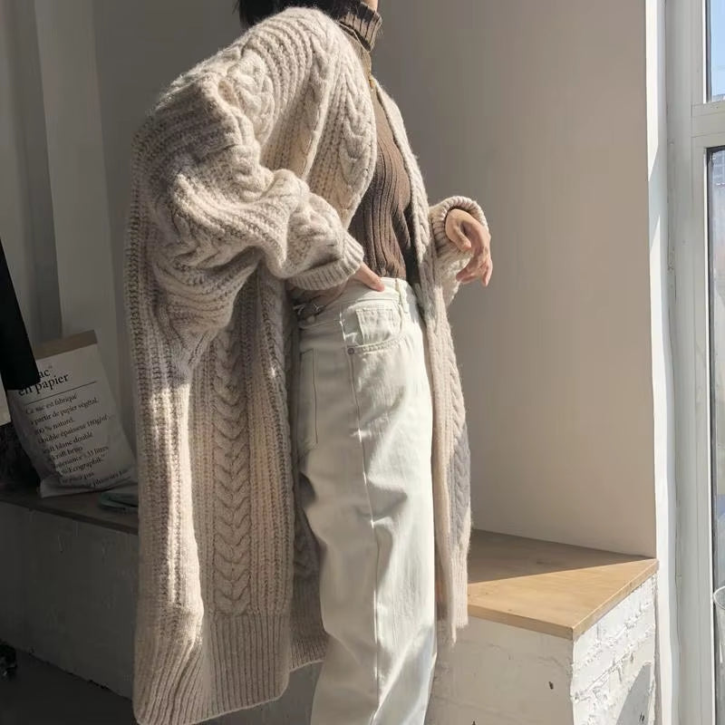 LMQ NEW Women Korean Casual Long Sweater Cardigan Soft Comfortable Solid Free Size Loose Long Sleeve Female Bat Sleeve Knitted