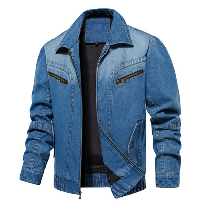 Men's Denim Jacket - Multi-Pocket Design, Spring & Autumn Outerwear