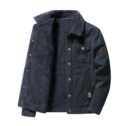 Fleece-Lined Polo Collar Jacket