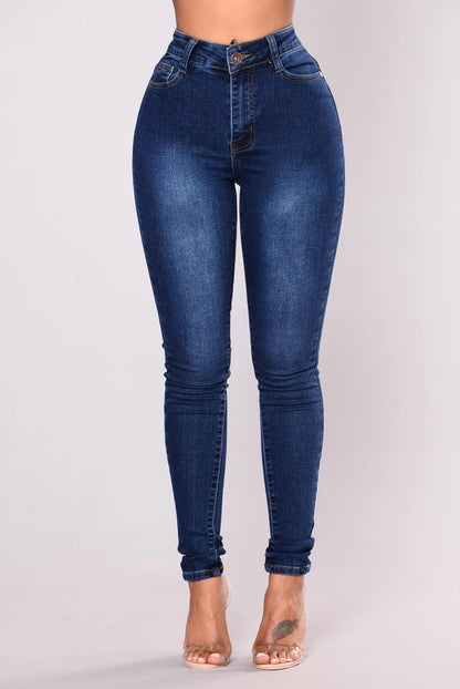 Dark Blue Stretch High-waist Women's Jeans