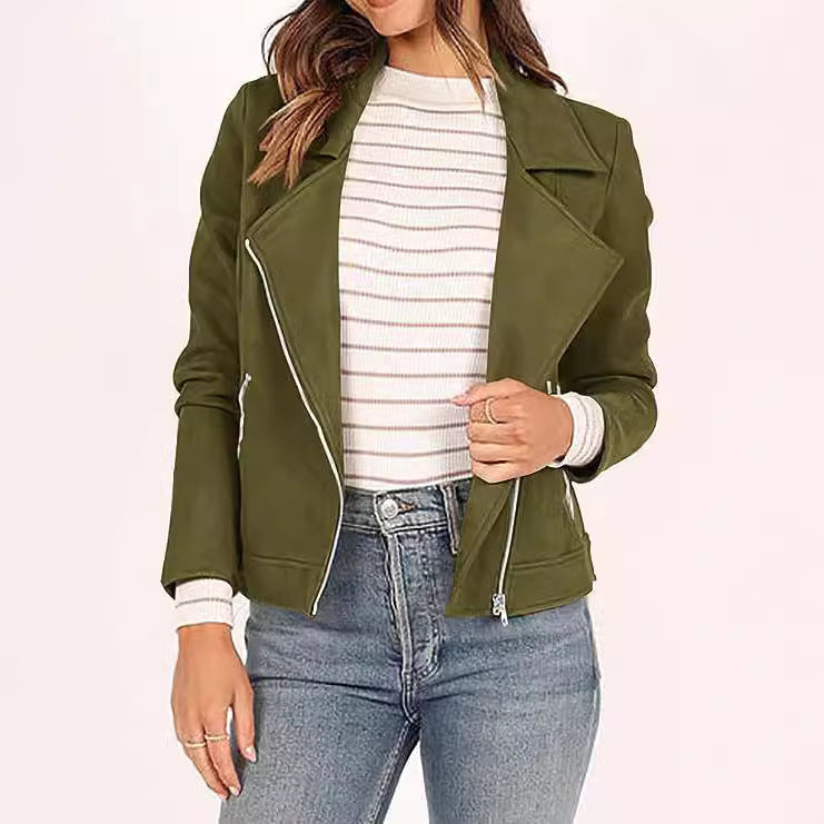 Suede-Touch Biker Jacket