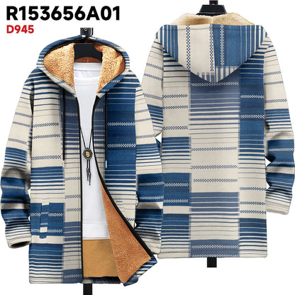 Men's Multicolor Pattern Zipper Hooded Cardigan