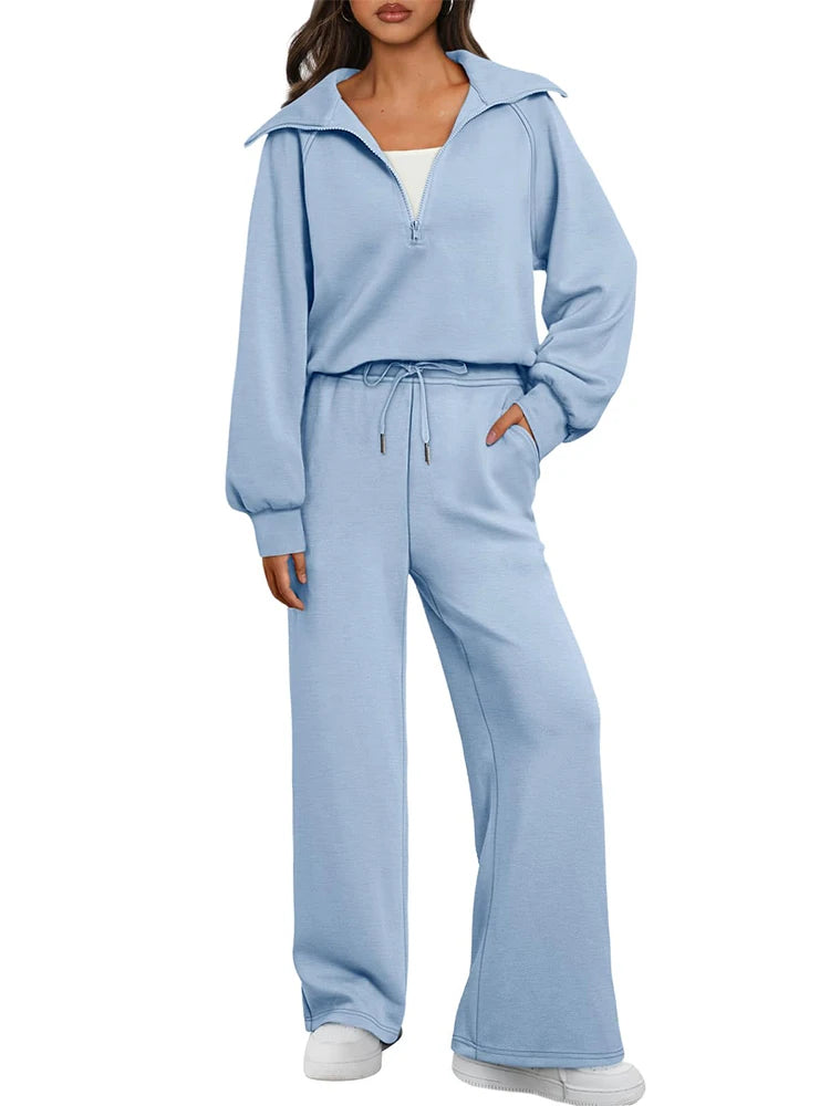 Women's 2 Piece Outfits Sweatsuit with Wide Leg Sweatpants Lounge Set