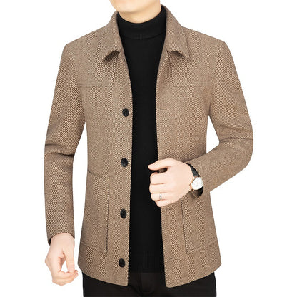 Men's Lapel Woolen Jacket Business Casual Jacket