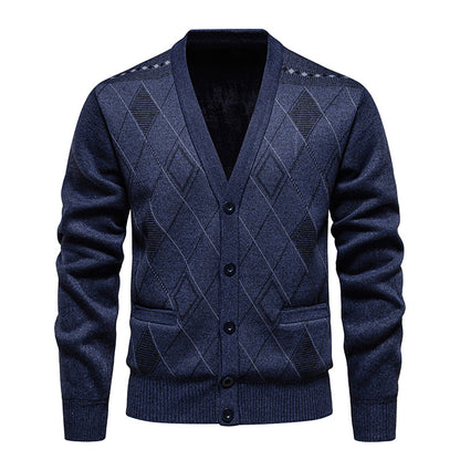 Sweater Fleece-lined Padded Cardigan Knitwear Men's Jacket Coat