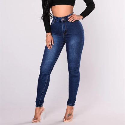 Dark Blue Stretch High-waist Women's Jeans