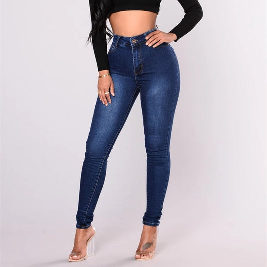 Dark Blue Stretch High-waist Women's Jeans