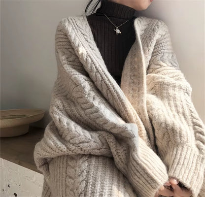 LMQ NEW Women Korean Casual Long Sweater Cardigan Soft Comfortable Solid Free Size Loose Long Sleeve Female Bat Sleeve Knitted