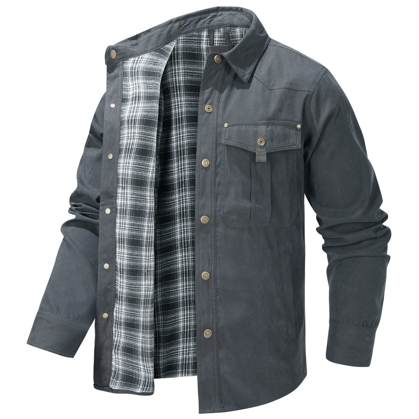 Plaid Flannel Shirt Jacket