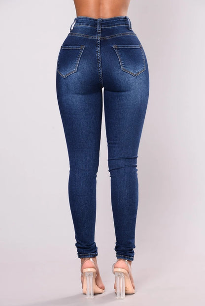 Dark Blue Stretch High-waist Women's Jeans