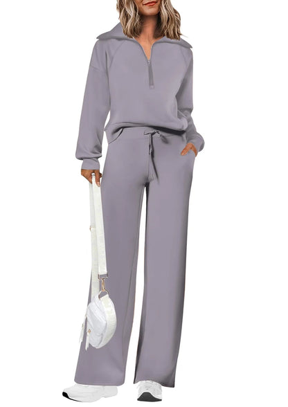 Women's 2 Piece Outfits Sweatsuit with Wide Leg Sweatpants Lounge Set