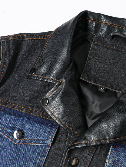 Men's Denim Jacket - Patchwork Trendy Style, Autumn Outerwear