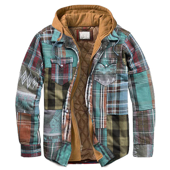 ThermalShield Quilted Fleece-Lined Plaid Hooded Jacket