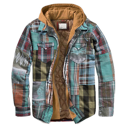 ThermalShield Quilted Fleece-Lined Plaid Hooded Jacket