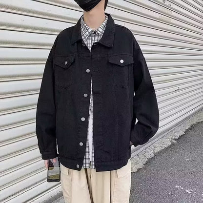 Washed Workwear Retro Denim Jacket For Men