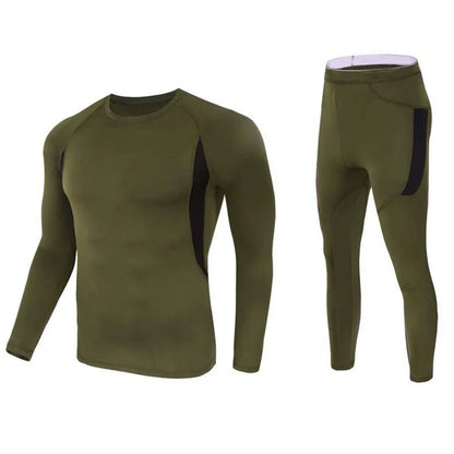 Men's Thermal Fleece Underwear Set for Outdoor Sports Quick Dry Tactical Camo Uniform Winter Training Slim Fit Cycling Tracksuit