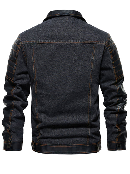 Men's Denim Jacket - Patchwork Trendy Style, Autumn Outerwear