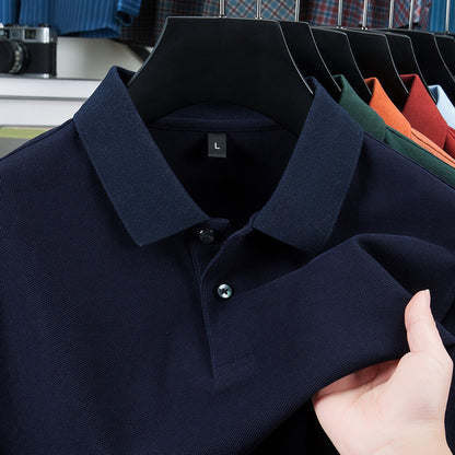 Men's Dark Blue Short Sleeve Collar Polo T-shirt