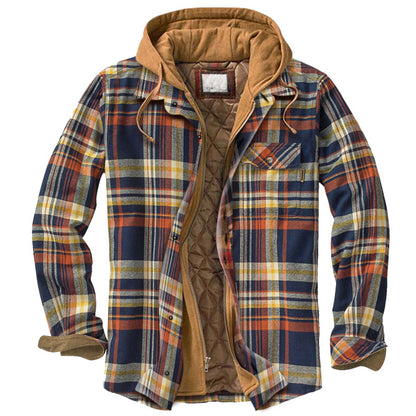 ThermalShield Quilted Fleece-Lined Plaid Hooded Jacket
