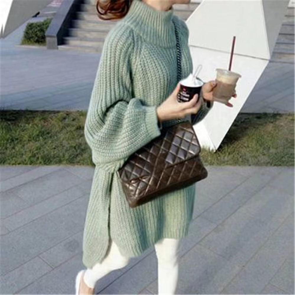 Korean Warm 2023 Autumn Winter Sweater Dress Knitted Mini O-Neck Zipper Dresses Women Sheath Bodycon Knitted Sweater Dresses
