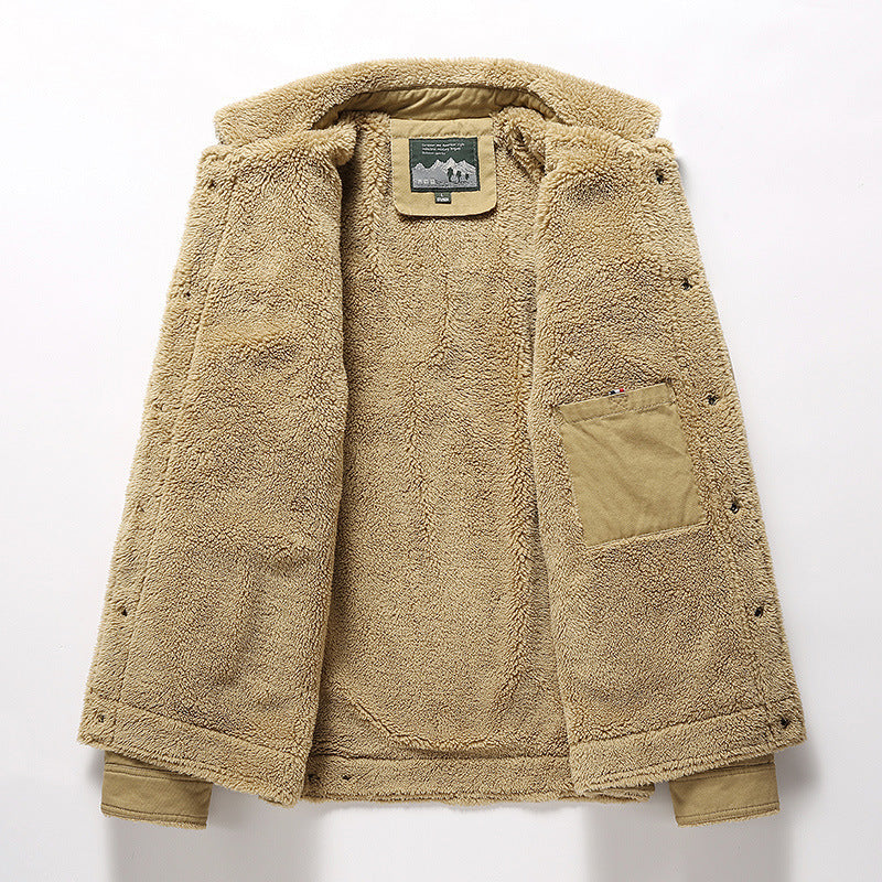 Fleece-Lined Polo Collar Jacket