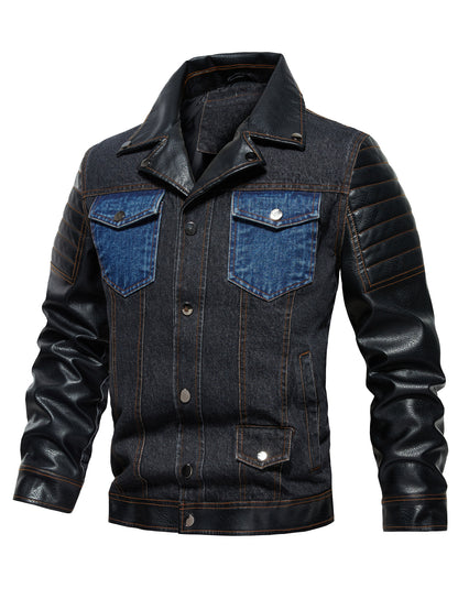Men's Denim Jacket - Patchwork Trendy Style, Autumn Outerwear