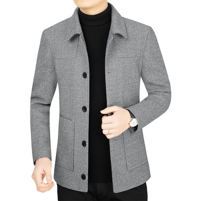 Men's Lapel Woolen Jacket Business Casual Jacket