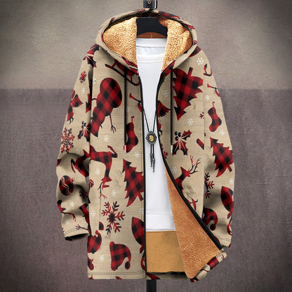 Men's Multicolor Pattern Zipper Hooded Cardigan