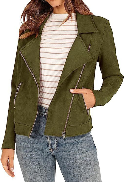 Suede-Touch Biker Jacket