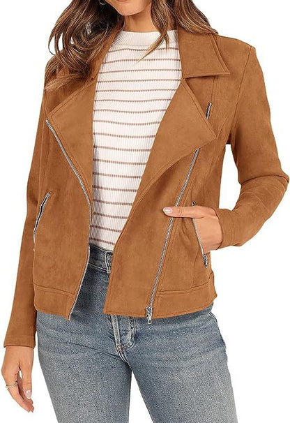 Suede-Touch Biker Jacket