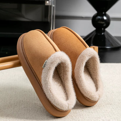 Autumn and Winter Men'S Cotton Slippers Plush Warm Thick Home Wear Non-Slip Wear-Resistant Soft Bottom Comfortable Warm Shoes