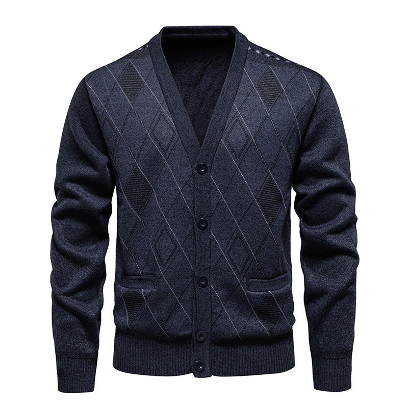 Sweater Fleece-lined Padded Cardigan Knitwear Men's Jacket Coat