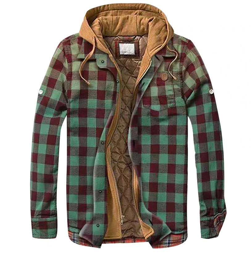 ThermalShield Quilted Fleece-Lined Plaid Hooded Jacket