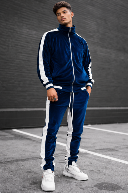 Velvet Stripe Tracksuit - 2 Piece