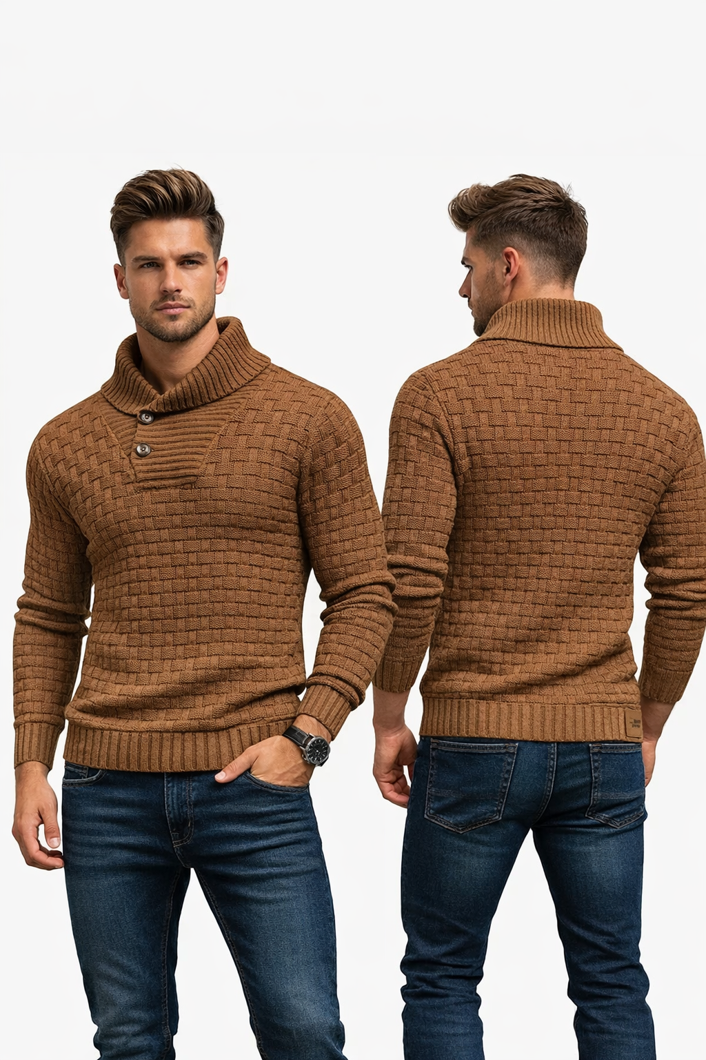 Knit Shawl-Collar Sweater