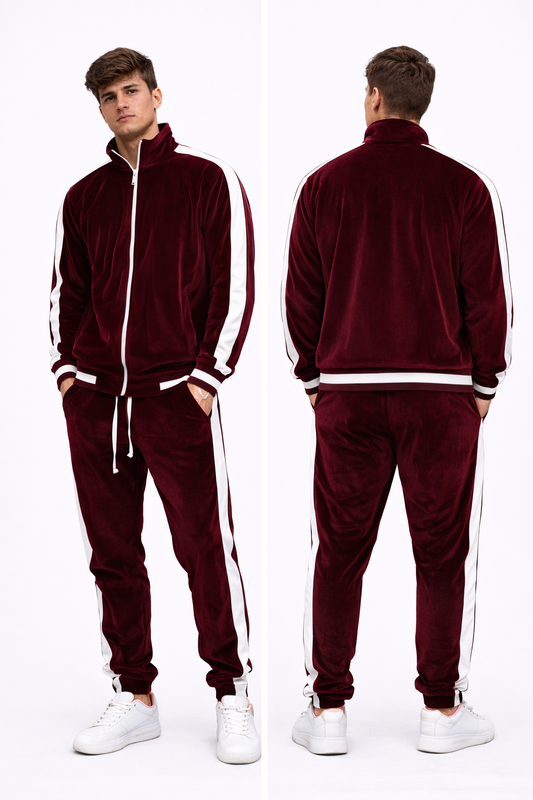 Velvet Stripe Tracksuit - 2 Piece